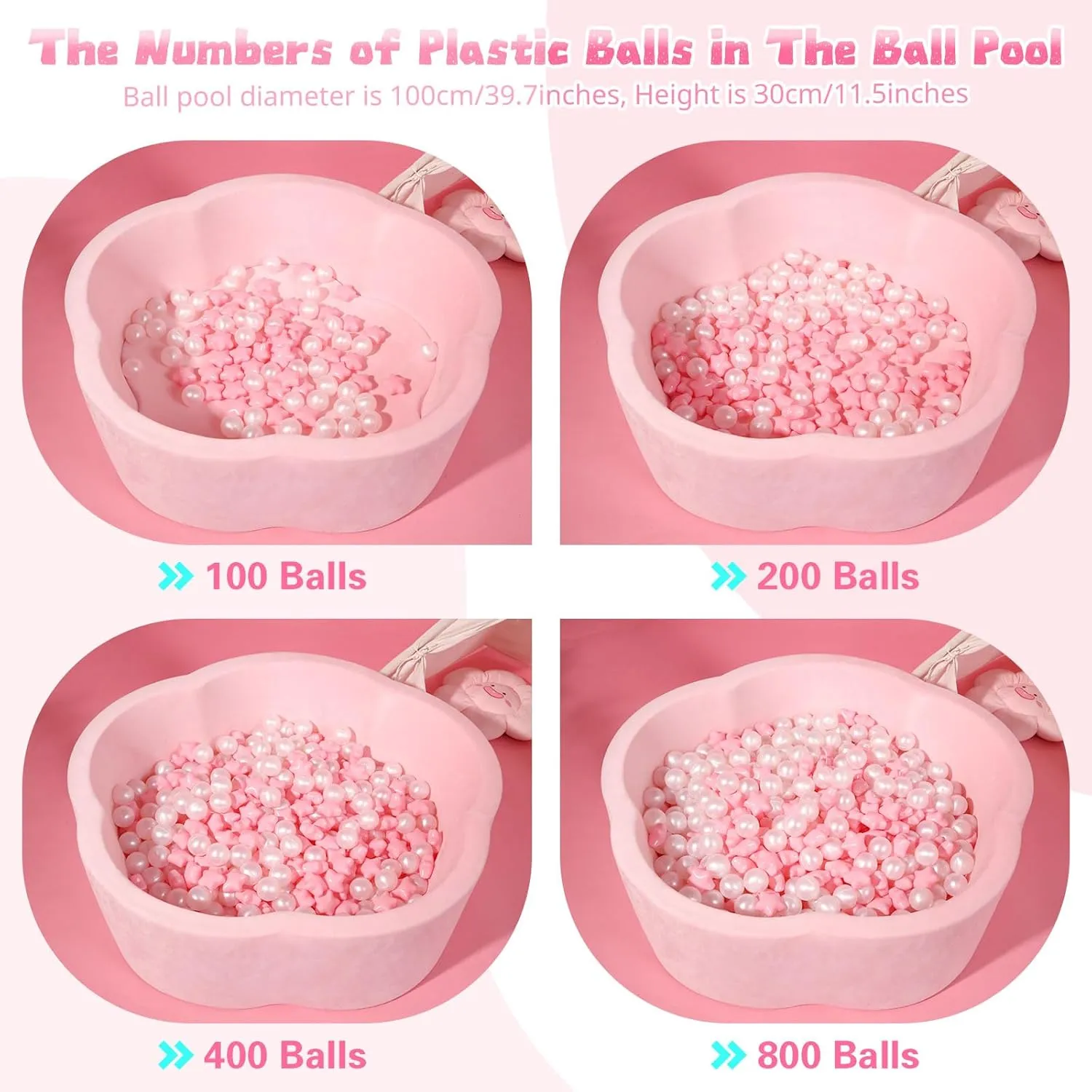 STARBOLO Ball Pit Balls Pack of 100 - BPA&Phthalate Free Non-Toxic Crush Proof Play Pit Soft Plastic Ball for 1 2 3 4 5 Years Old Toddlers Baby Kids Birthday Pool Tent Party