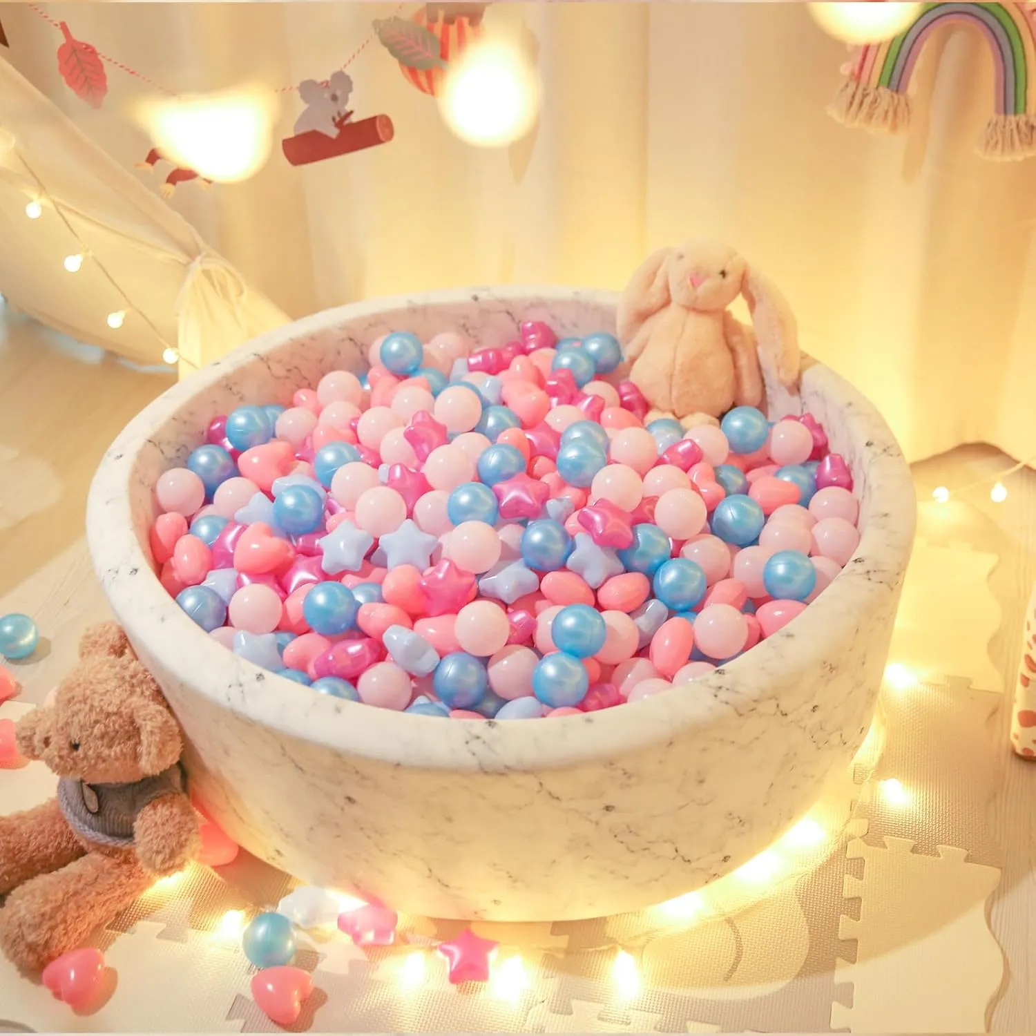 STARBOLO Star Ball Pit Balls for Kids - Mixed Star Balls Crush Proof Play Plastic Balls for Ball Pit Soft Plastic Pool Ball for Kids Birthday Party Phthalate Free BPA Free Non-Toxic Indoor Outdoor.