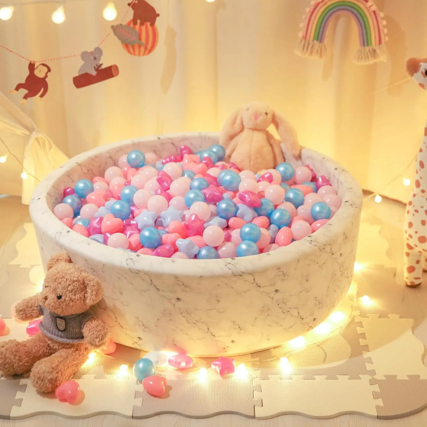 STARBOLO Star Ball Pit Balls for Kids - Mixed Star Balls Crush Proof Play Plastic Balls for Ball Pit Soft Plastic Pool Ball for Kids Birthday Party Phthalate Free BPA Free Non-Toxic Indoor Outdoor.
