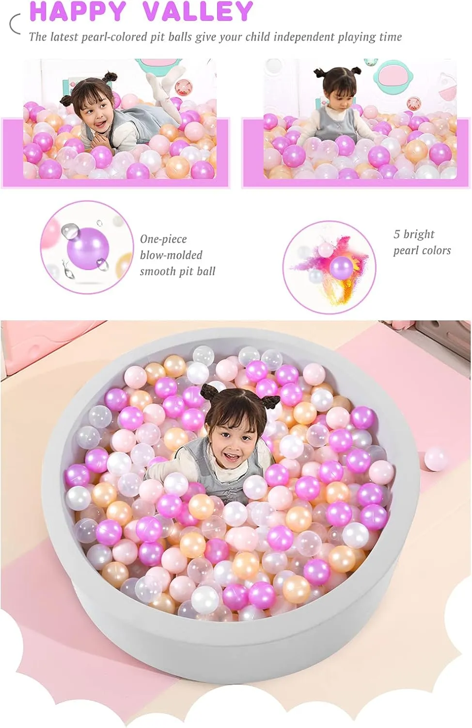 STARBOLO Star Ball Pit Balls - Pack of 100 200 500 1000 Macaron Balls BPA&Phthalate Free Non-Toxic Crush Proof Ocean Ball Soft Plastic Balls for 1-5 Years Kids Birthday Pool Tent Party.