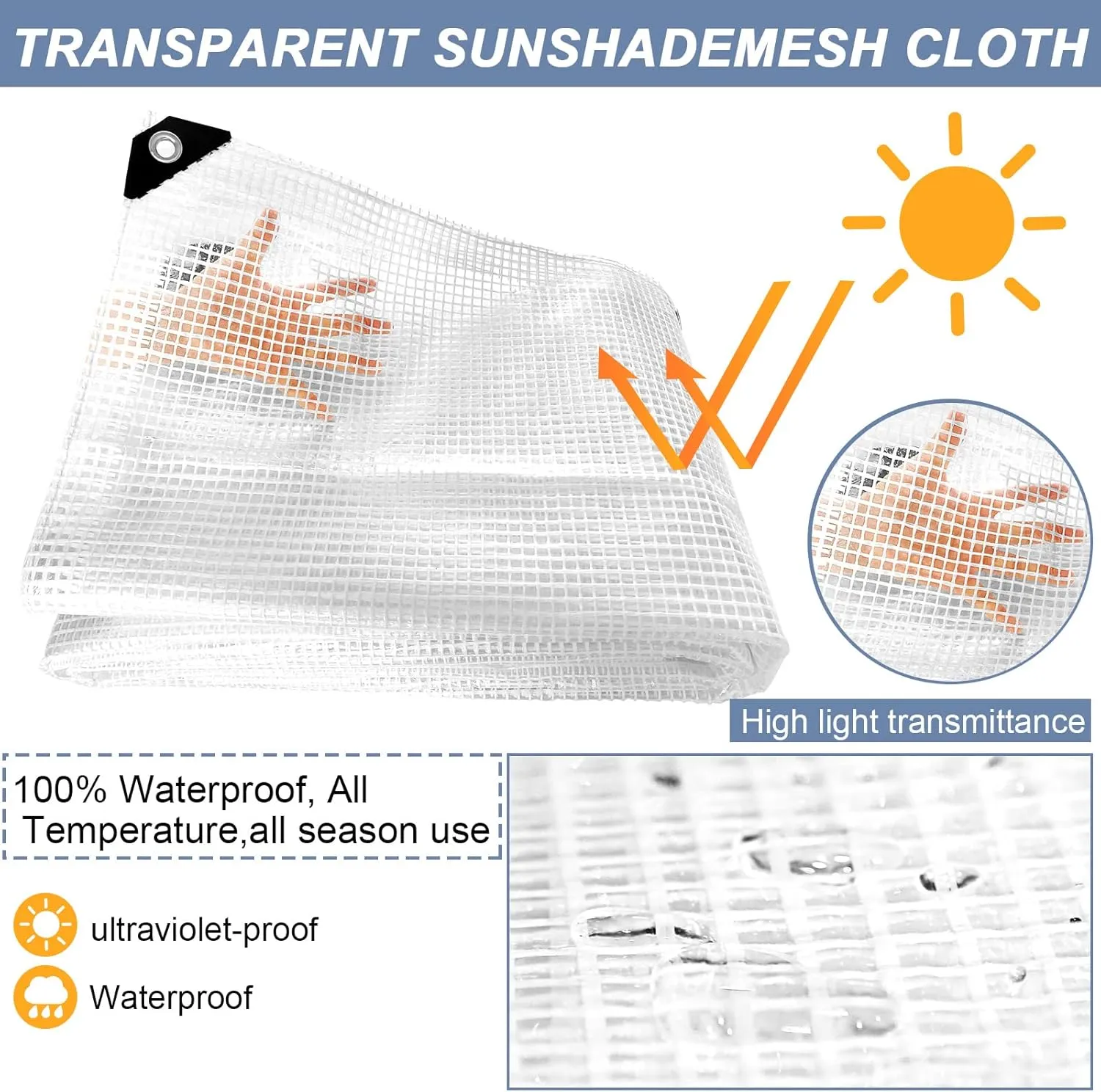 STARPYNG-10 Mil Clear/White 16X20 Feet Tarp-Heavy Duty Clear Mesh Tarp-Waterproof Tarp, UV Resistance,Greenhouse, Canopy, Tent, Yard and Outdoor Activities