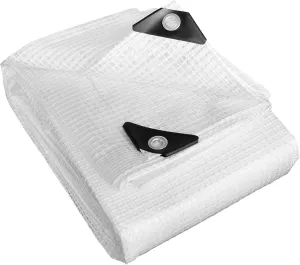 STARPYNG-10 Mil Clear/White 16X20 Feet Tarp-Heavy Duty Clear Mesh Tarp-Waterproof Tarp, UV Resistance,Greenhouse, Canopy, Tent, Yard and Outdoor Activities