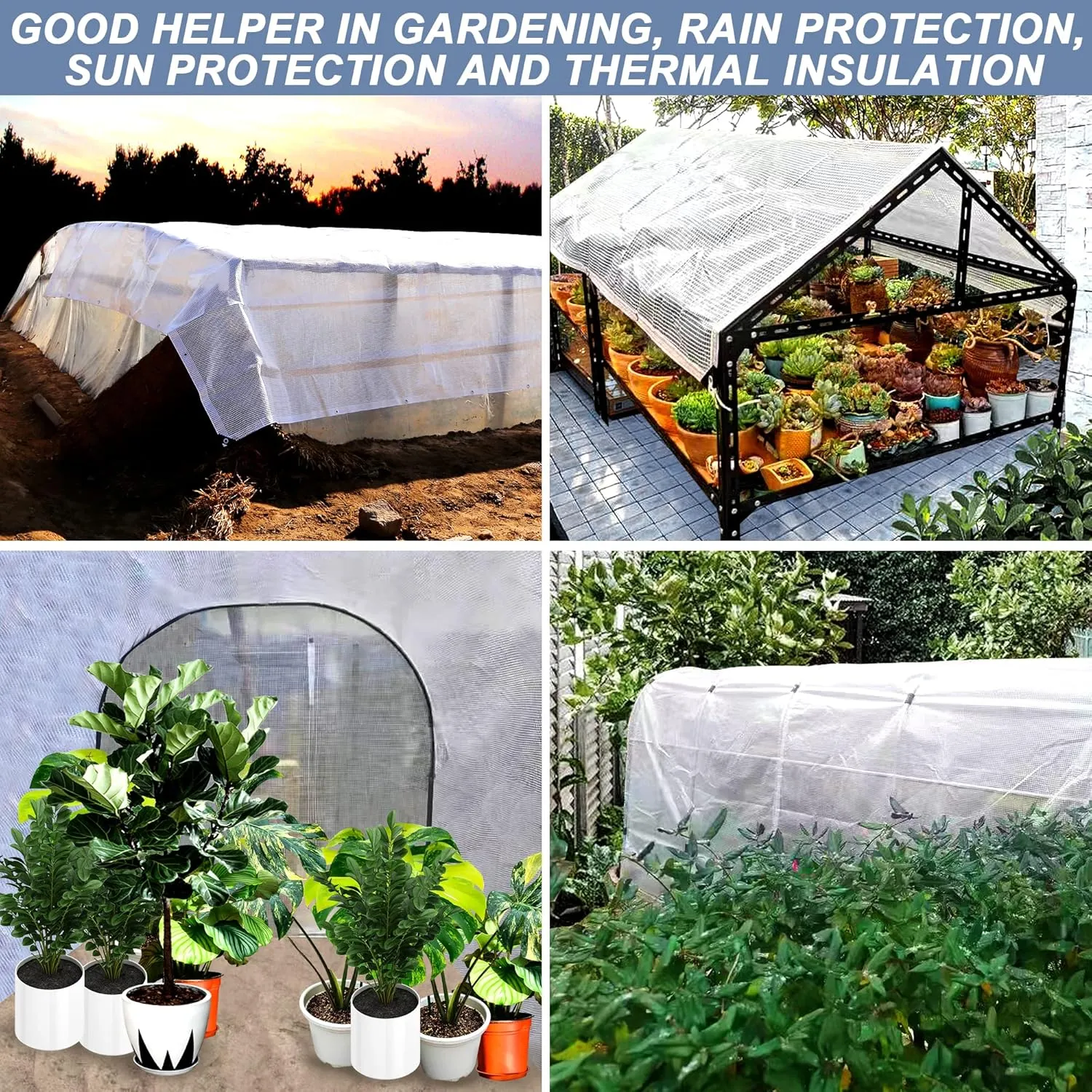 STARPYNG-10 Mil Clear/White 16X20 Feet Tarp-Heavy Duty Clear Mesh Tarp-Waterproof Tarp, UV Resistance,Greenhouse, Canopy, Tent, Yard and Outdoor Activities