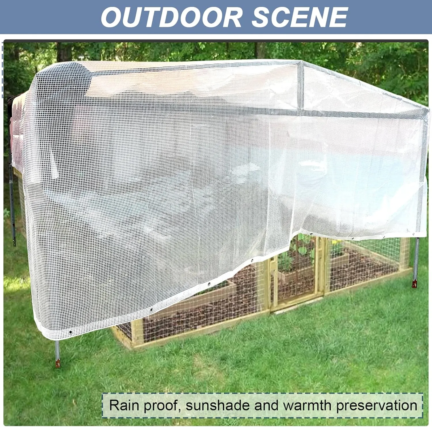 STARPYNG-10 Mil Clear/White 16X20 Feet Tarp-Heavy Duty Clear Mesh Tarp-Waterproof Tarp, UV Resistance,Greenhouse, Canopy, Tent, Yard and Outdoor Activities