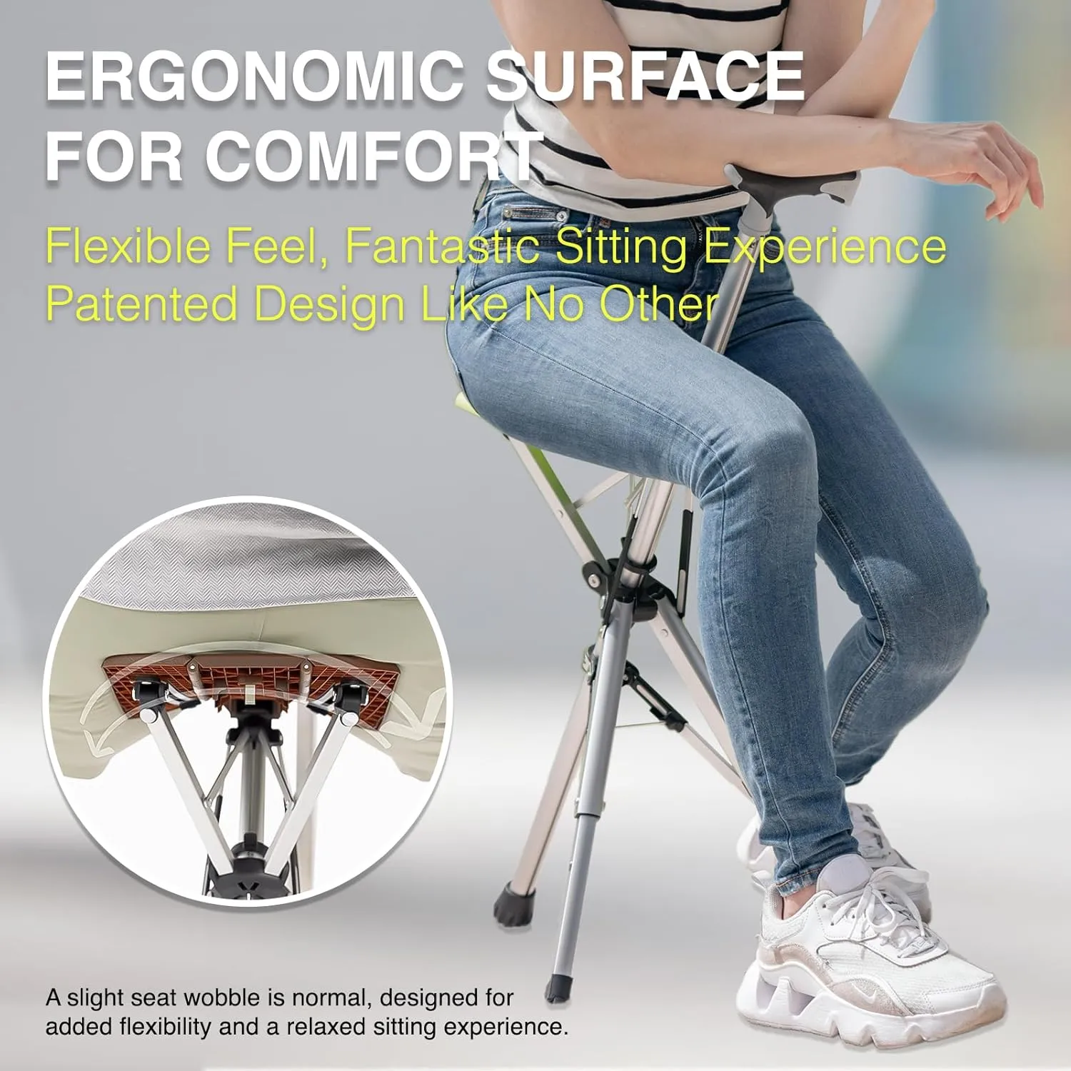 STEP2GOLD Ta-Da Chair, Portable Trekking Hiking Pole, Folding Walking Stick with Seat, Walking Cane with Chair, Foldable Chair, Lightweight Aluminum, Easy Carry and Storage, Anti-Slip