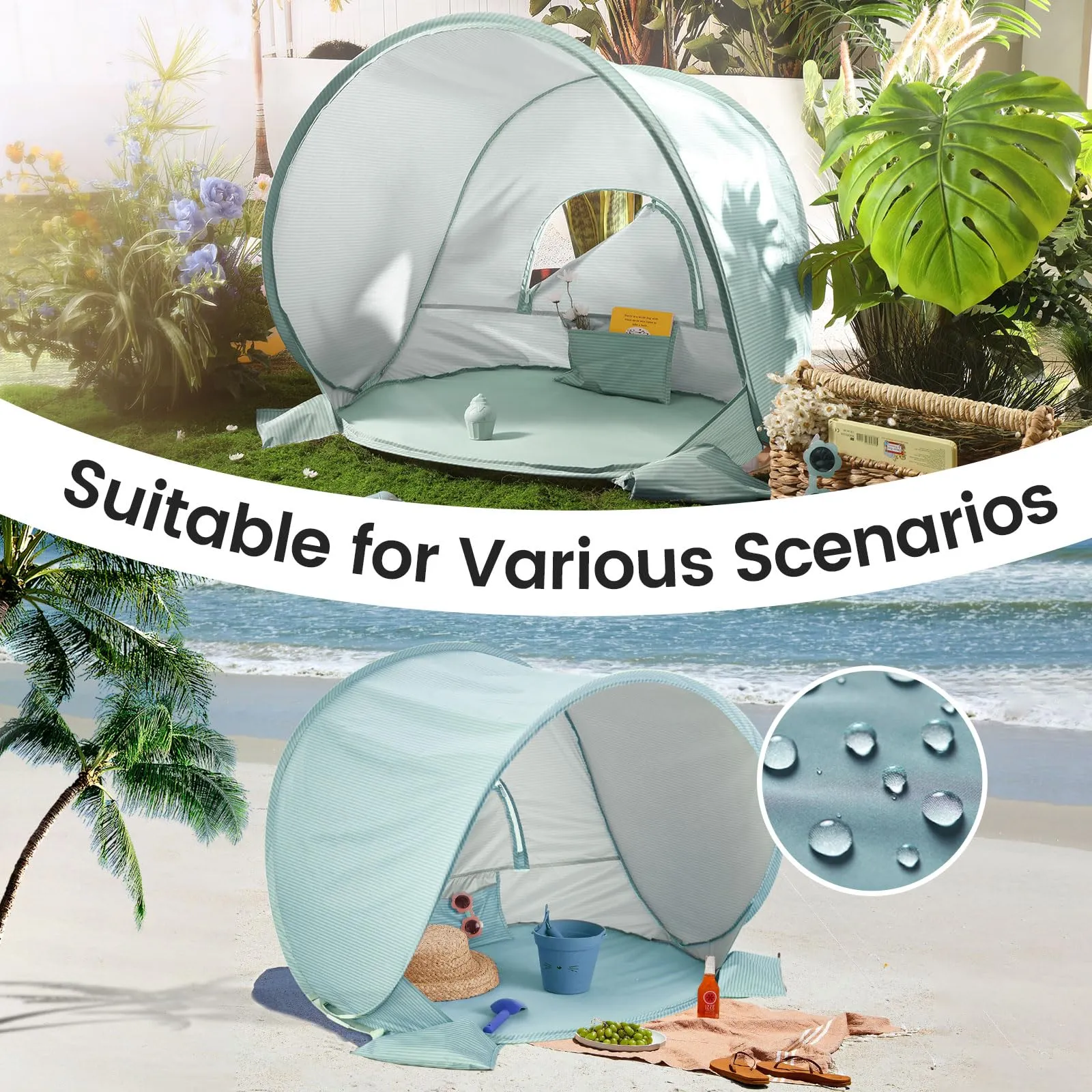 Sun UV Tiny 35"x28"x32" Use Beach Portable Worldwide shipping Competitive pricing Up Outdoor Pop Protection, Essentials, for Tent Baby Baby with Shelter Land – Beach Infants, (Green) Baby Tent Baby