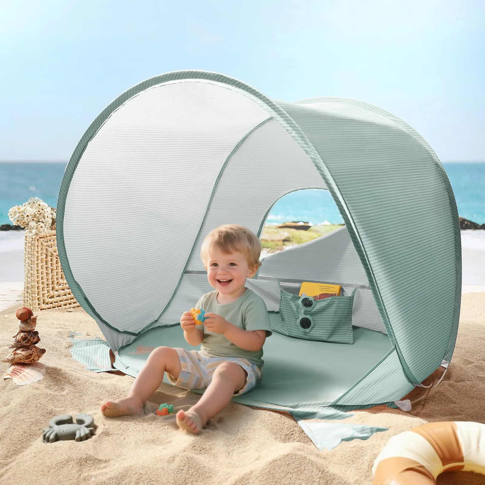 Sun UV Tiny 35"x28"x32" Use Beach Portable Worldwide shipping Competitive pricing Up Outdoor Pop Protection, Essentials, for Tent Baby Baby with Shelter Land – Beach Infants, (Green) Baby Tent Baby