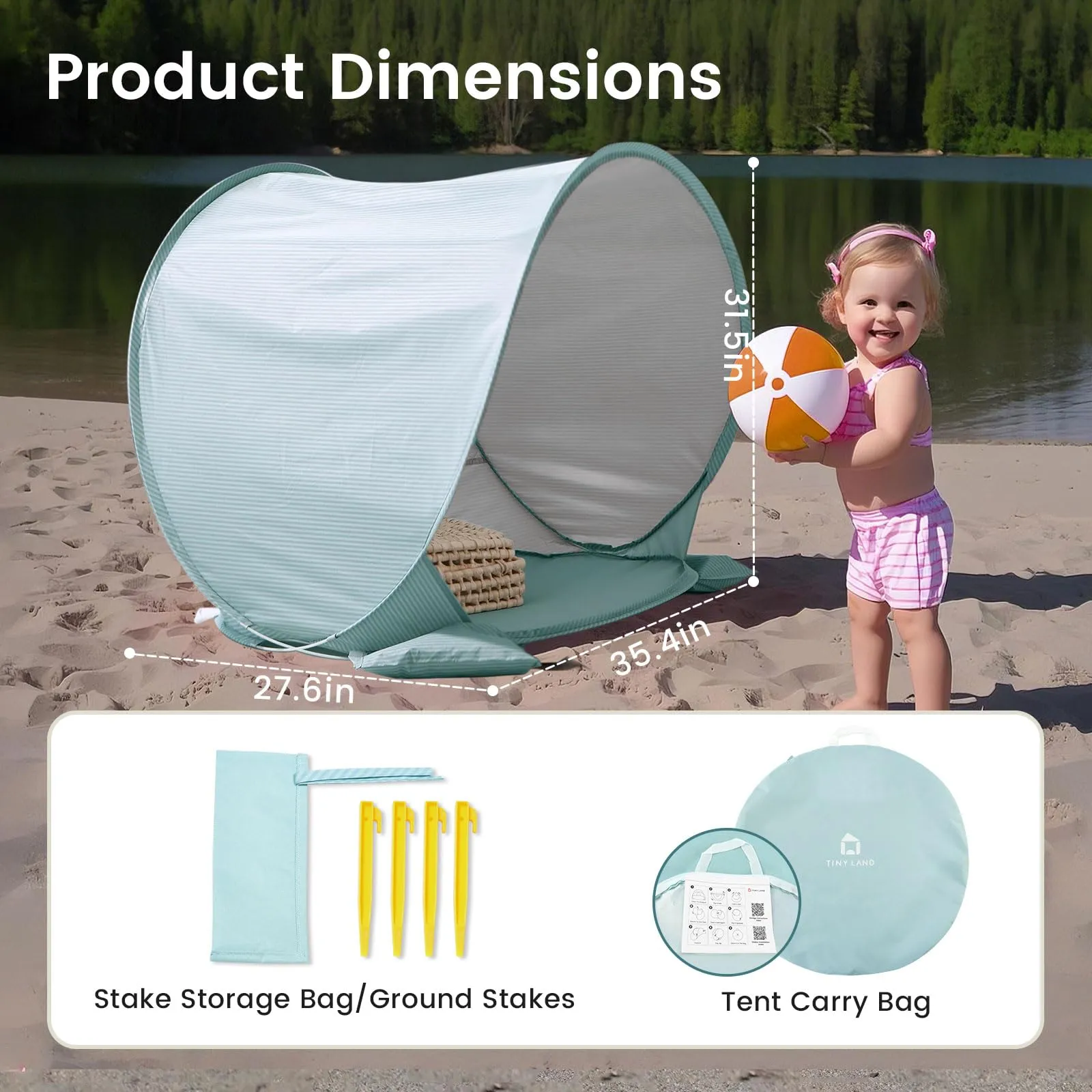 Sun UV Tiny 35"x28"x32" Use Beach Portable Worldwide shipping Competitive pricing Up Outdoor Pop Protection, Essentials, for Tent Baby Baby with Shelter Land – Beach Infants, (Green) Baby Tent Baby