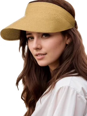 Sun Visor Hat for Women Summer Beach Vacation Essential Ponytail Friendly Travel Foldable Packable UPF 50 