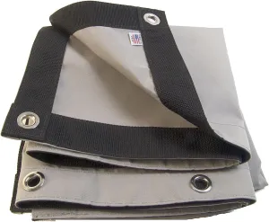 Sunbrella Tarp Cadet Grey w/Reinforced Edging & 1/2" Inch Nickel Plated Brass Rolled Rim Spur Grommets Every 16" Inches