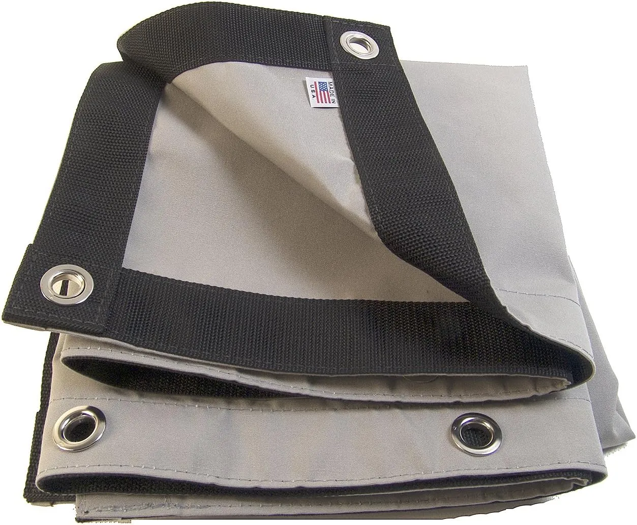 Sunbrella Tarp Cadet Grey w/Reinforced Edging & 1/2" Inch Nickel Plated Brass Rolled Rim Spur Grommets Every 16" Inches