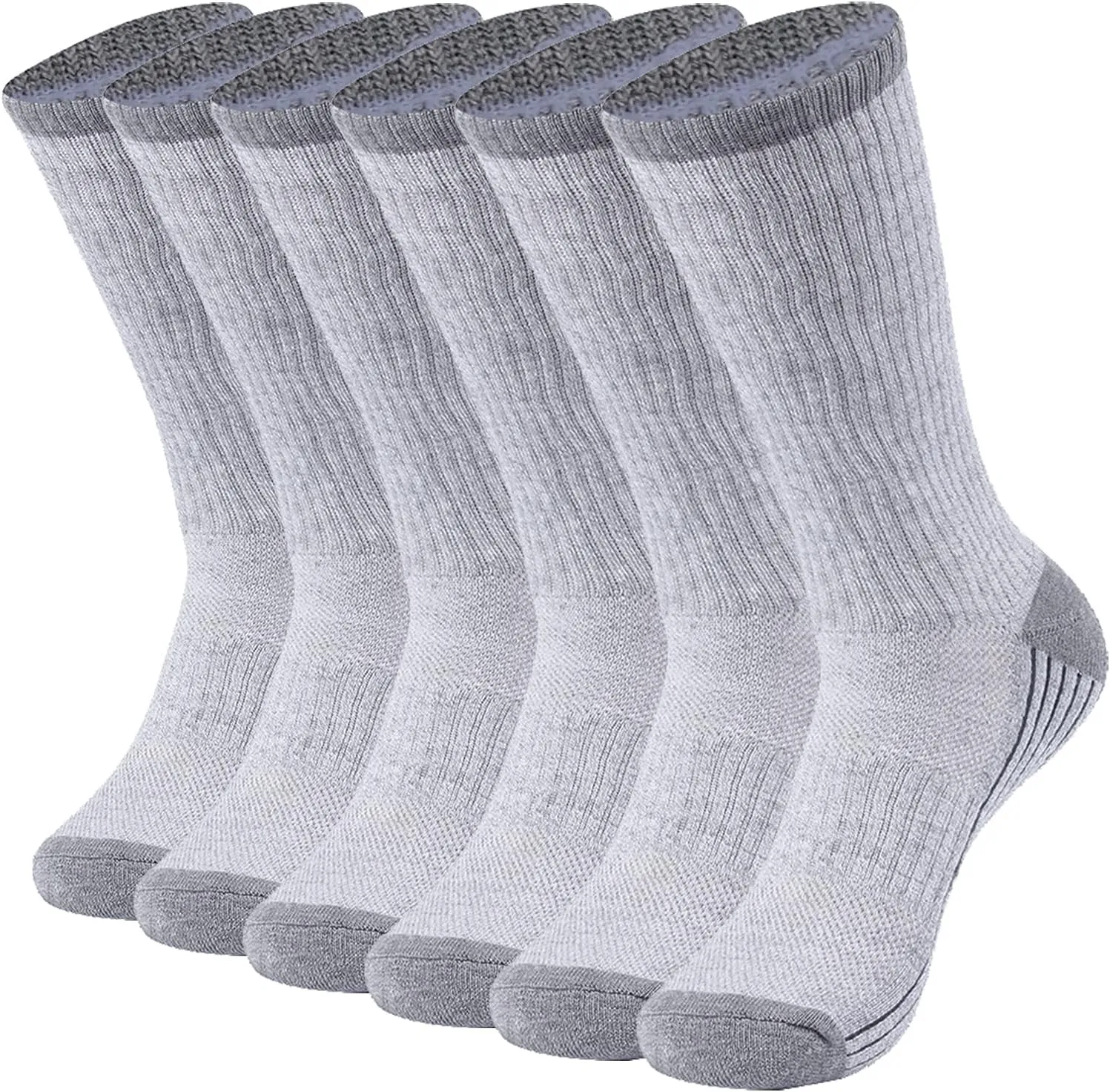 Sunew Viscose Bamboo Socks, Unisex Cushioned Comfortable Crew Workout Hiking Socks 6 Pairs