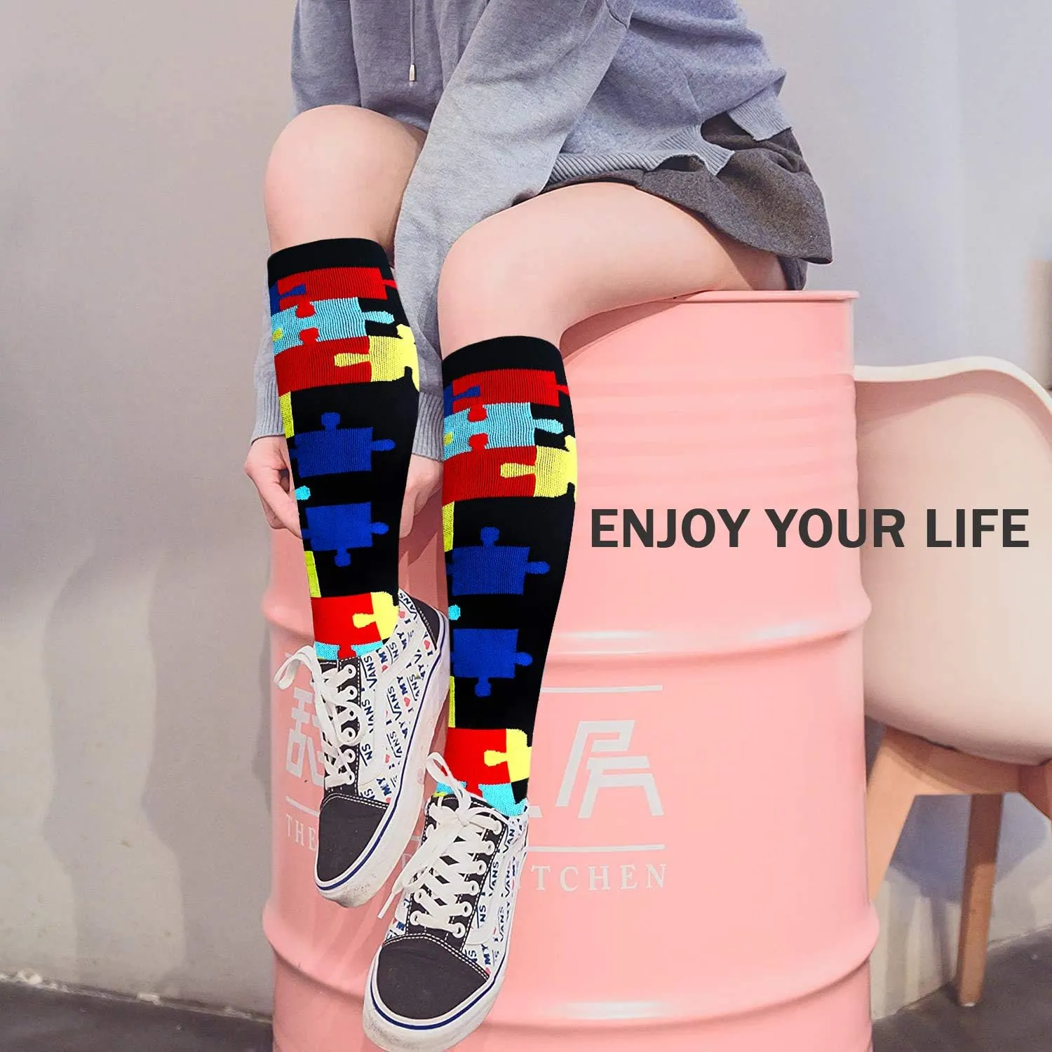 SunFeeling 6 Pairs Compression Socks for Women & Men Circulation - Best Support for Nurses,Running,Athletic,Sports