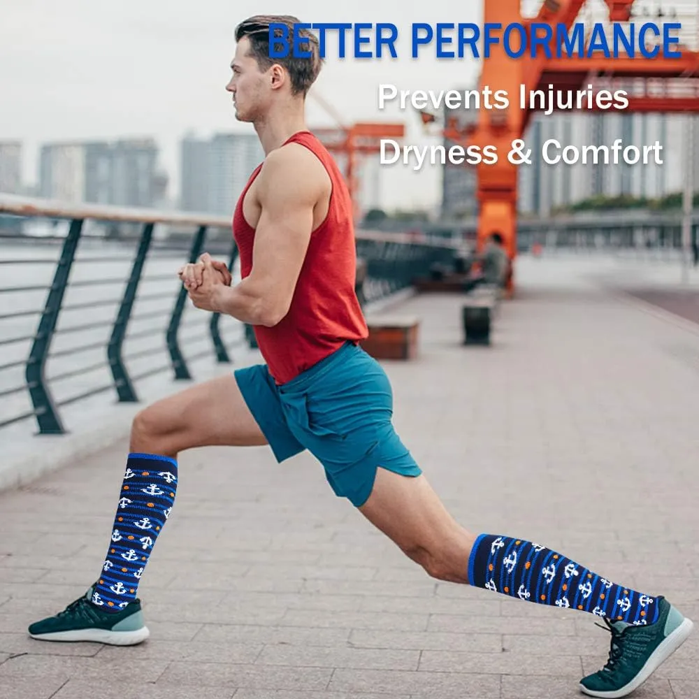 SunFeeling 6 Pairs Compression Socks for Women & Men Circulation - Best Support for Nurses,Running,Athletic,Sports