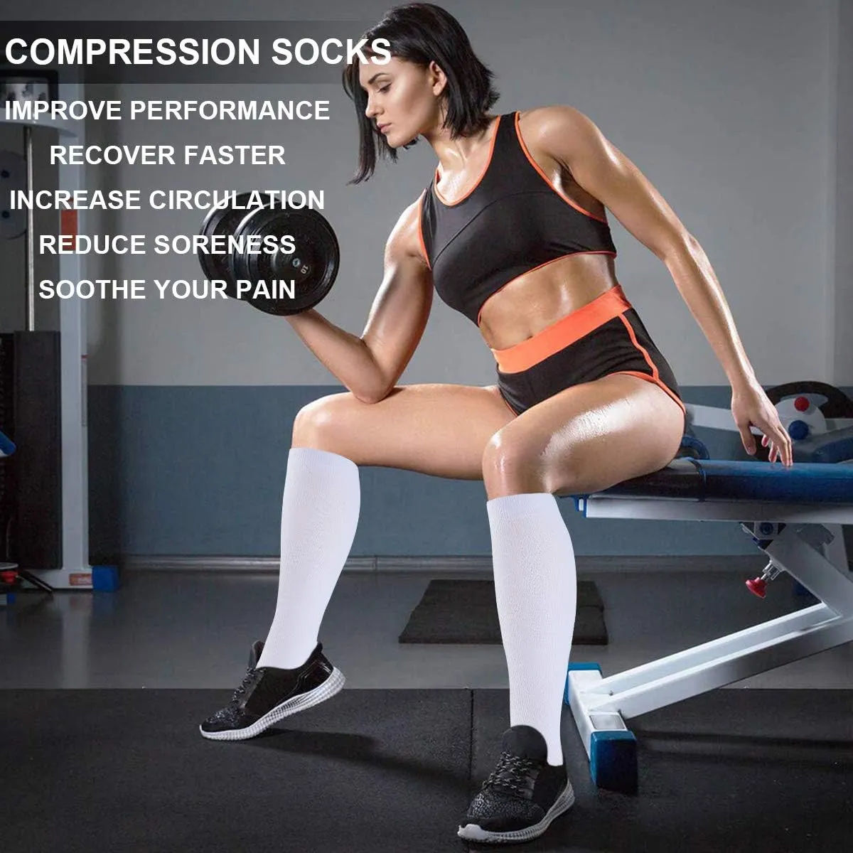 SunFeeling 6 Pairs Compression Socks for Women & Men Circulation - Best Support for Nurses,Running,Athletic,Sports