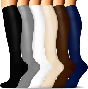 SunFeeling 6 Pairs Compression Socks for Women & Men Circulation - Best Support for Nurses,Running,Athletic,Sports