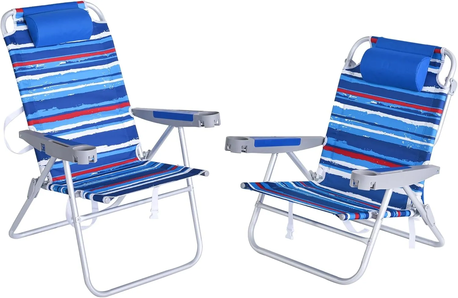 SUNNYFEEL Extra Wide 28" Folding Beach Chair 5 Position Lay Flat, Portable Camping Chair with Cup Holder for Outdoor/Lawn/Trip/Picnic, Lightweight Foldable Sand Chairs for Adults