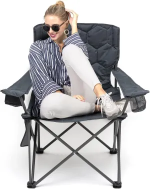 SUNNYFEEL XL Oversized Camping Chair, Folding Camp Chairs for Adults Heavy Duty Big Tall 500 LBS, Padded Portable Quad Arm Lawn Chair with Pocket for Outdoor/Picnic/Beach/Sports