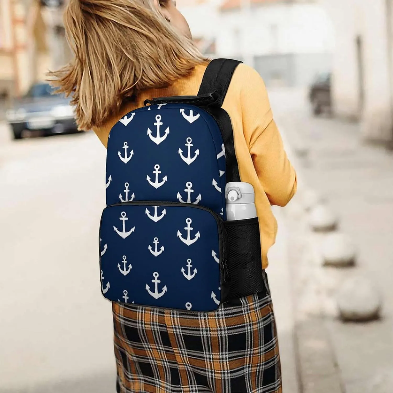Supdreamc Men Women Lightweight Nautical Anchor Navy Backpack Large Capacity Carry On Bag With Padded Straps for Sports Work Walking Cycling