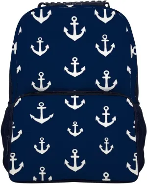 Supdreamc Men Women Lightweight Nautical Anchor Navy Backpack Large Capacity Carry On Bag With Padded Straps for Sports Work Walking Cycling