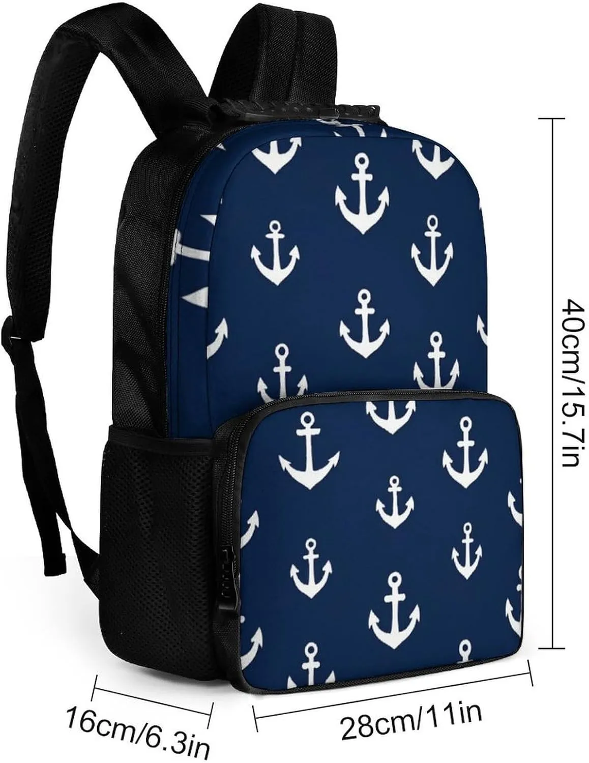 Supdreamc Men Women Lightweight Nautical Anchor Navy Backpack Large Capacity Carry On Bag With Padded Straps for Sports Work Walking Cycling