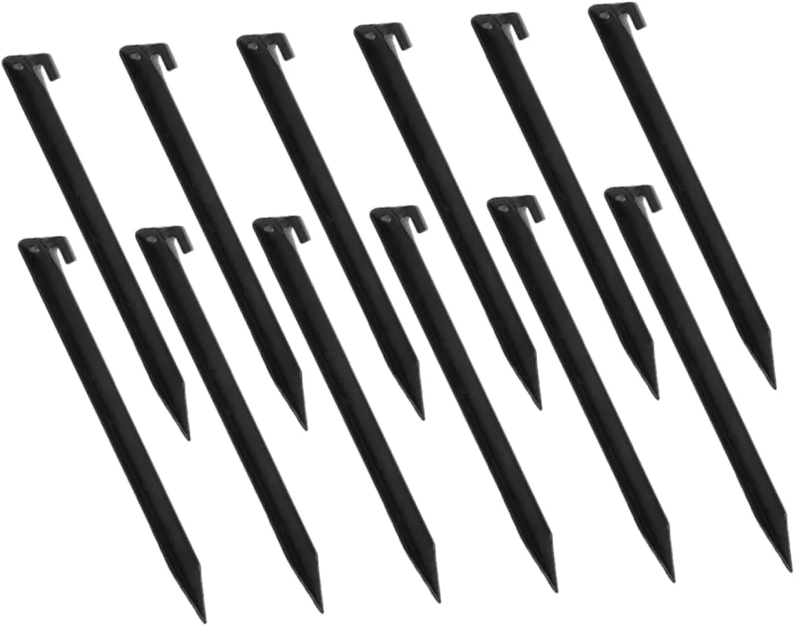 SUPVOX 12 Pcs Heavy Duty Plastic Tent Stakes Durable Lawn and Garden Pegs for Outdoor Camping Beach and Decorative Uses Rustproof Ground Anchors for Tarp and Tent Stability