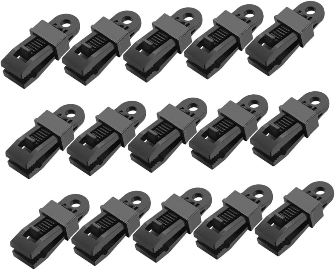 SUPVOX Plastic Tent Clamp 15 Pcs Tent Clip for Camping Heavy Duty Clips for Tarps Tent Ground Tarp Tie Downs