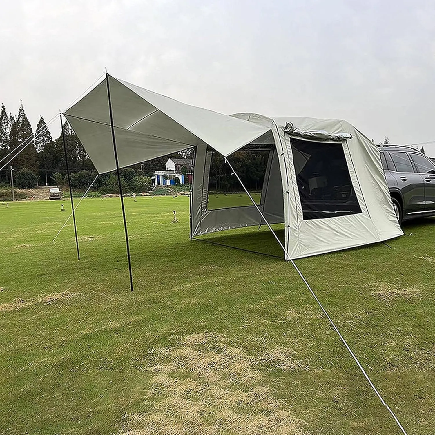 SUV Tent Attachment for Camping,Oxford Camping Tent Tailgate Car Attachment - Foldable UV-Proof Car Rear Extension Tent Car Camping Road Trip Tent for Outdoor