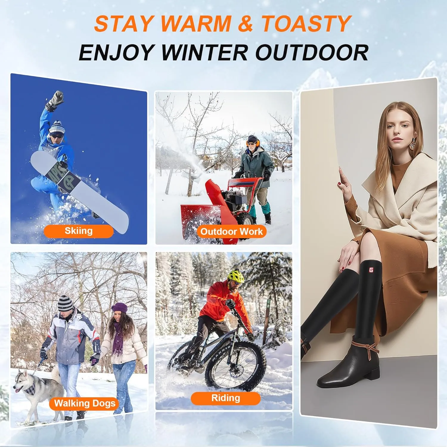 SVPRO Rechargeable Heated Socks for Men Women Electric Battery Operated Heated Socks 3 Heat Settings Warm Winter Socks for Sport Outdoor Indoor Thermal Foot Warmers