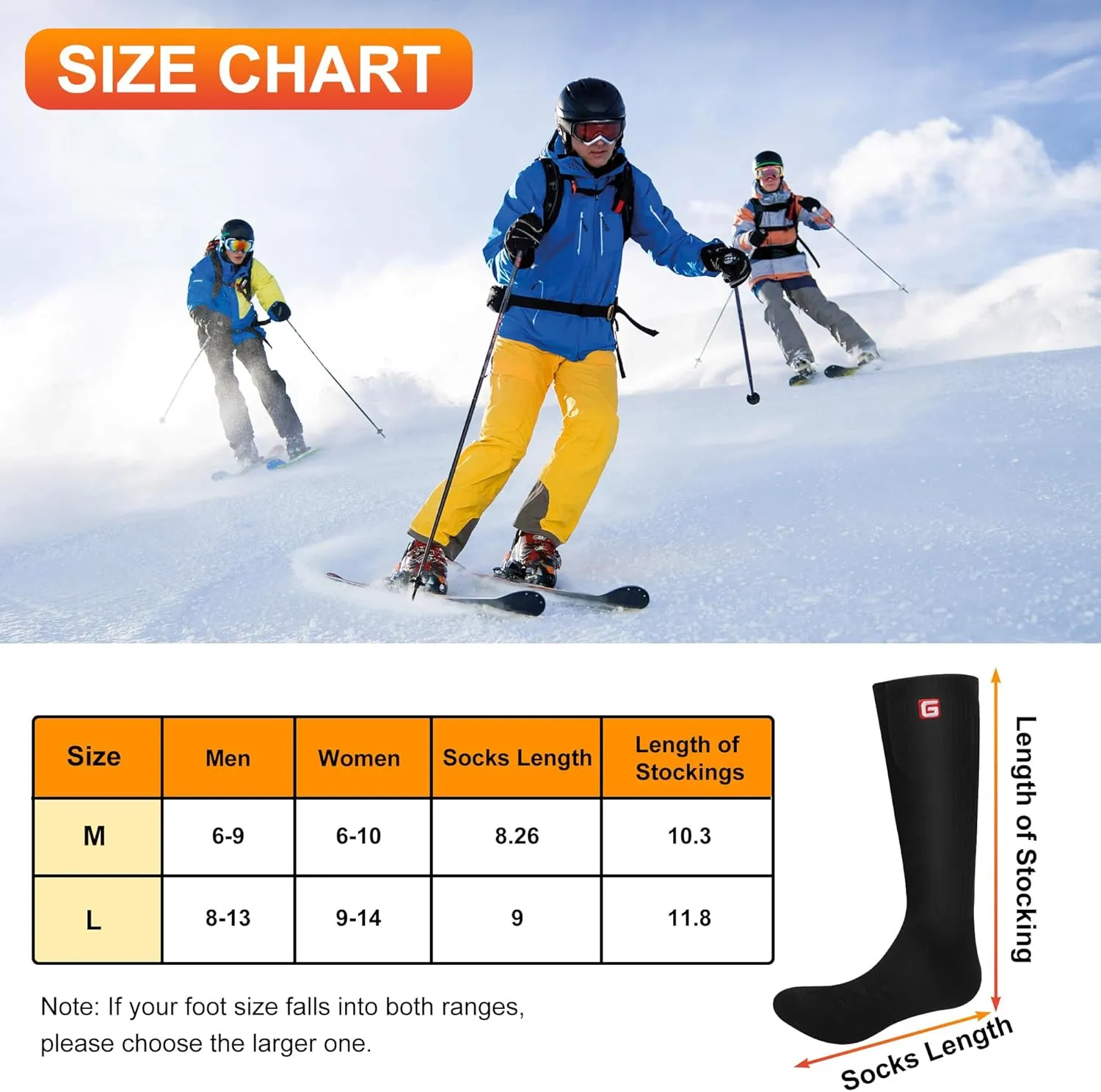 SVPRO Rechargeable Heated Socks for Men Women Electric Battery Operated Heated Socks 3 Heat Settings Warm Winter Socks for Sport Outdoor Indoor Thermal Foot Warmers