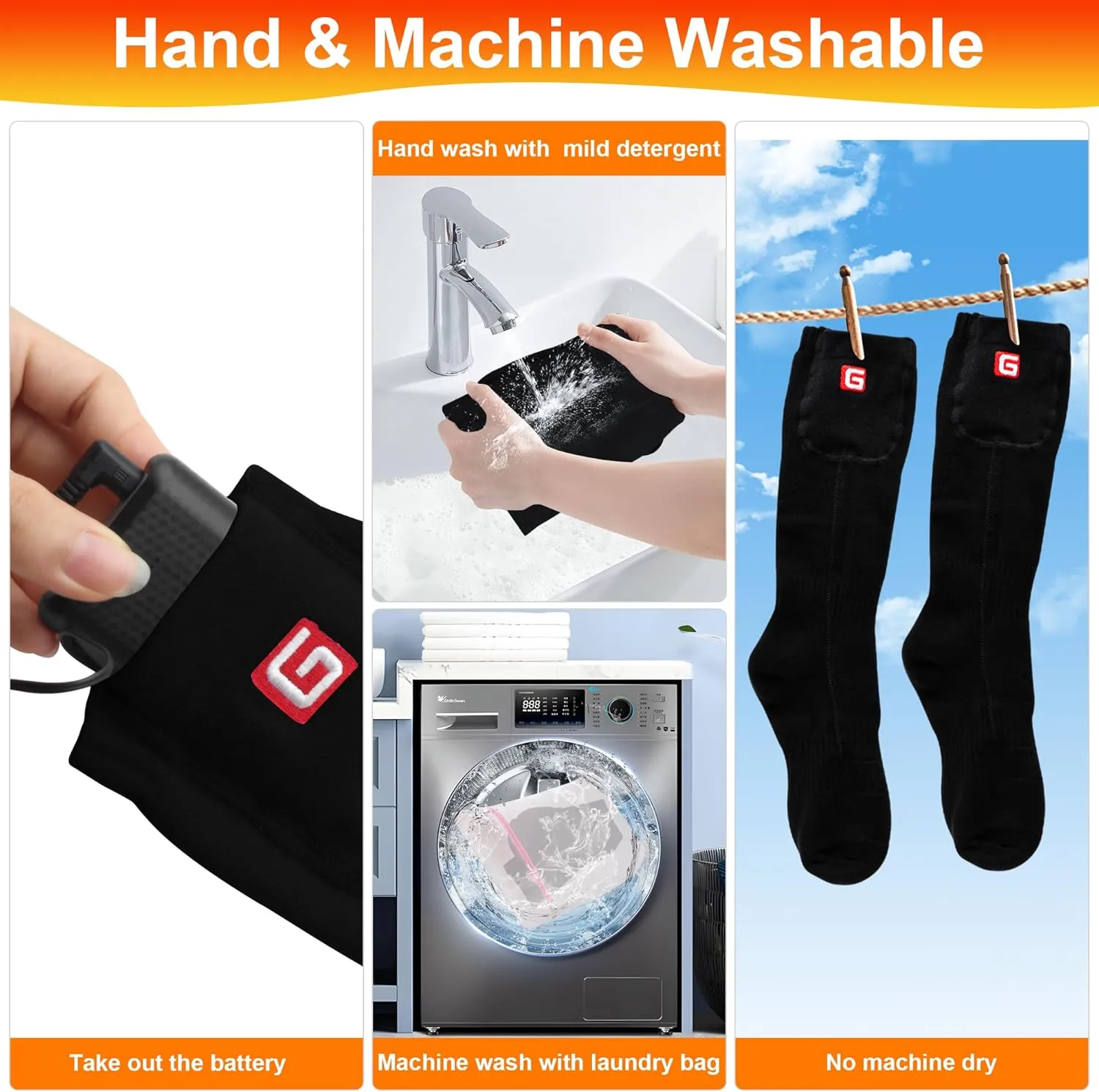SVPRO Rechargeable Heating Socks Battery Operated Socks Heated for Women Men,Electric Heated Socks with 3 Heating Settings Outdoor Riding Camping Hiking Skiing Motorcycle Winter Electric Warm Socks