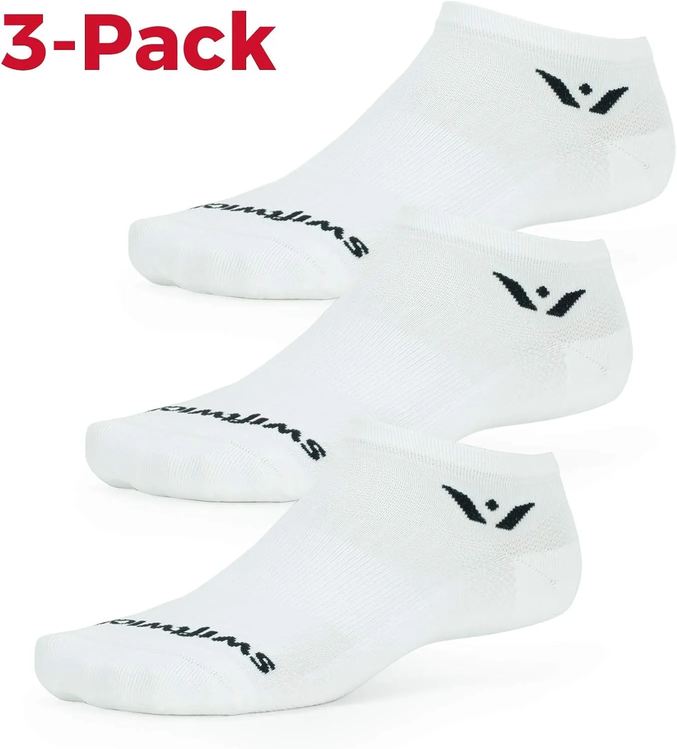 Swiftwick - PERFORMANCE No Show (3 Pairs) Running & Golf Socks, Cushioned No-Show