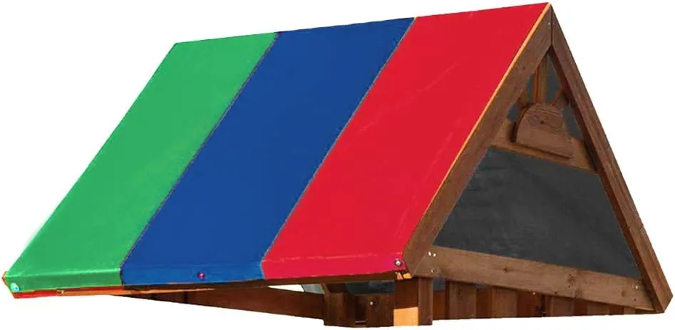 Swing Set Replacement Tarp, 52 x 89 in Multicolor Playground Roof, Multicolor Backyard Playset Canopy Replacement for Play Set Outdoor(Green   Gray   Blue)(Green Blue Red)