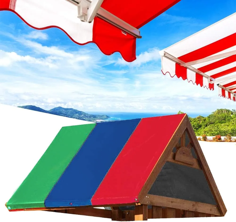 Swing Set Replacement Tarp, 52 x 89 in Multicolor Playground Roof, Multicolor Backyard Playset Canopy Replacement for Play Set Outdoor(Green   Gray   Blue)(Green Blue Red)