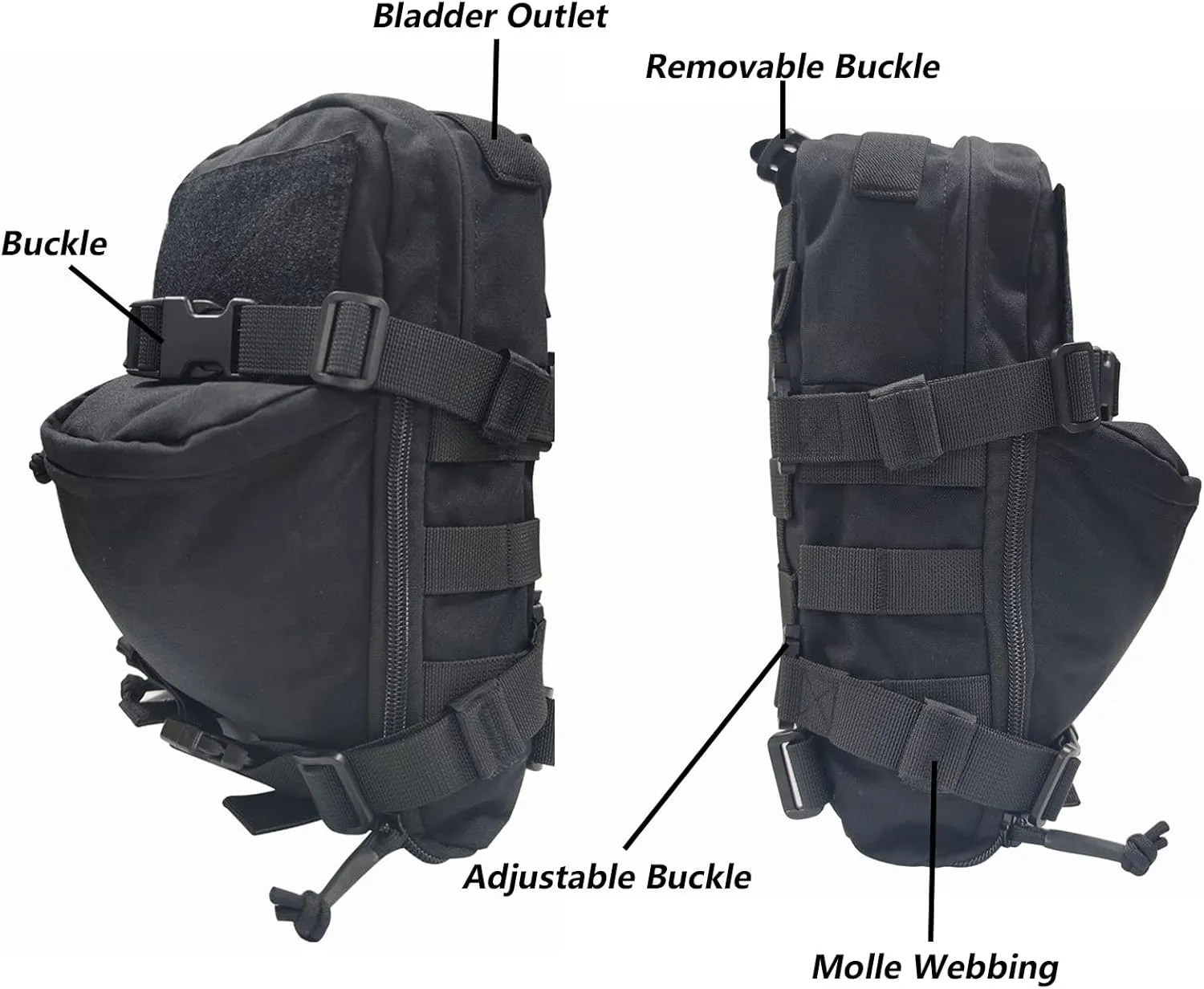 Tactical Hydration Backpack for 2L Hydration Bladder, Lightweight Hydration Backpack MOLLE Water Carrier for 2L Hydration Bladder Reservoir Pack for Hiking Biking Running Climbing
