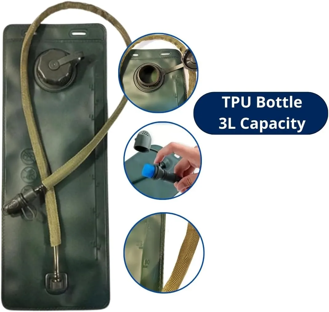 Tactical Hydration Backpack with 3L TPU Water Military Backpack Men Women for Extended Outdoor Adventures Hiking, Cycling, Running Climbing, Hunting, Biking