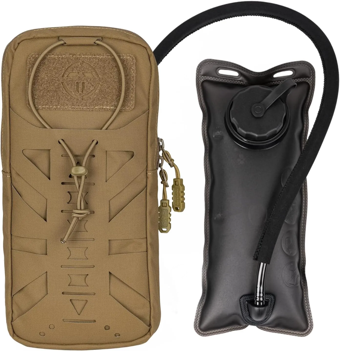 Tactical Hydration Pouch with Inner Bladder for 1L Water Bag Laser Cut MOLLE Hydration Pouch for Hiking Biking Running and Climbin 500D Nylon