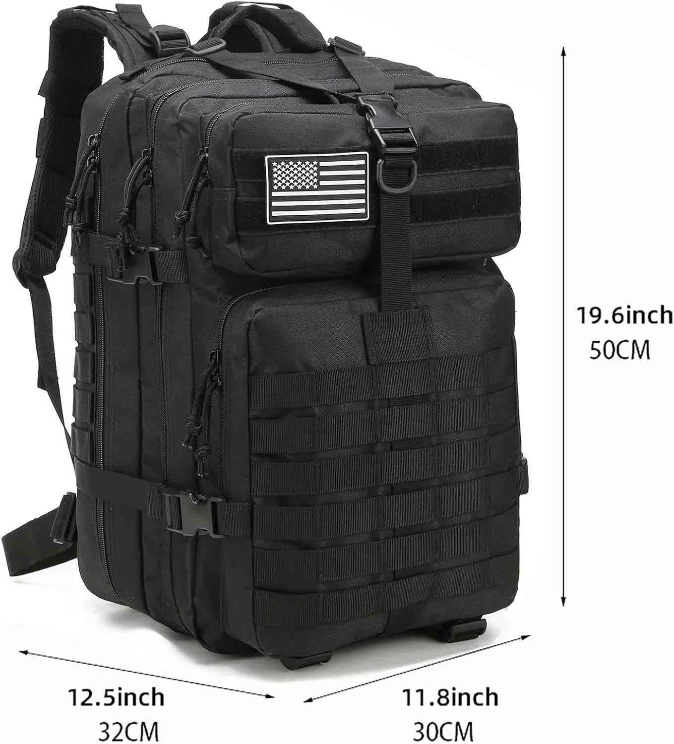 Tactical Military Backpack Gym Bags for Men, 45L Large Capacity MOLLE Backpacks Daypack 3-Day Assault Pack Bug Out Bag for Rucking Hiking Fishing Camping Hunting(Black)