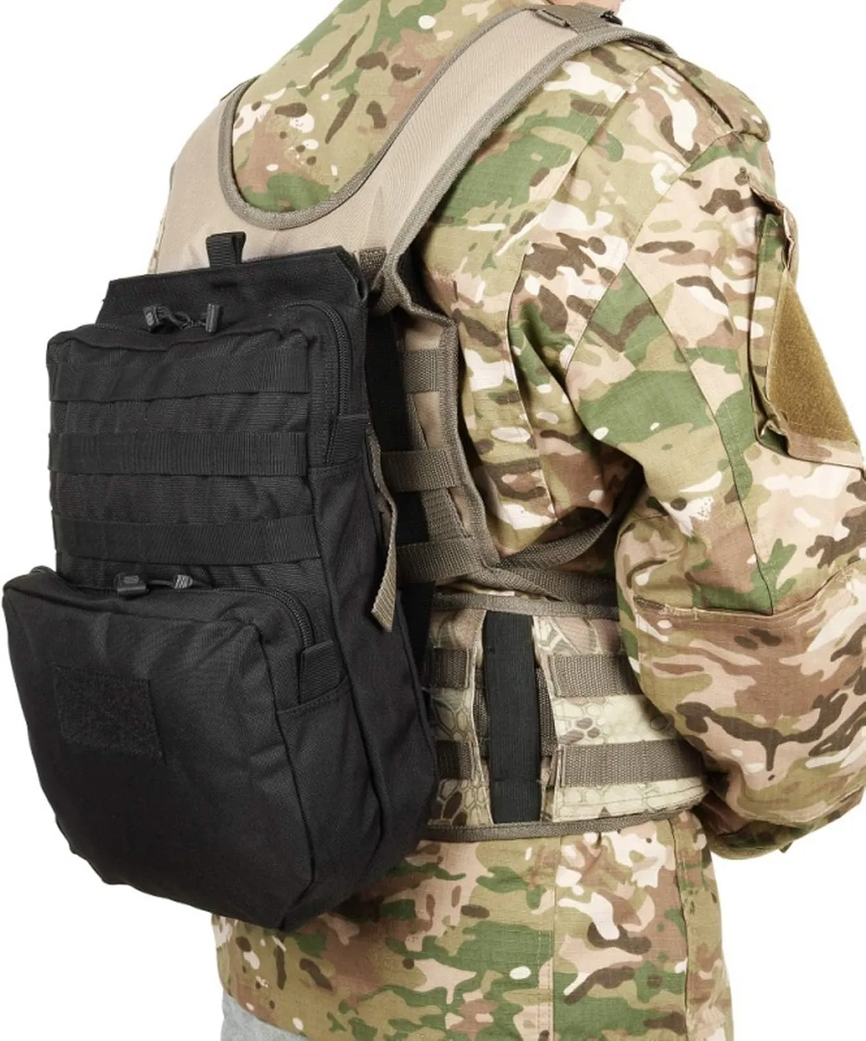 Tactical Molle Hydration Pack Mobility Hydration Carrier Military Hydration Pouch for Plate Carrier Molle Water Bladder Holder for Hiking,Biking,Climbing (Bladder not Included)