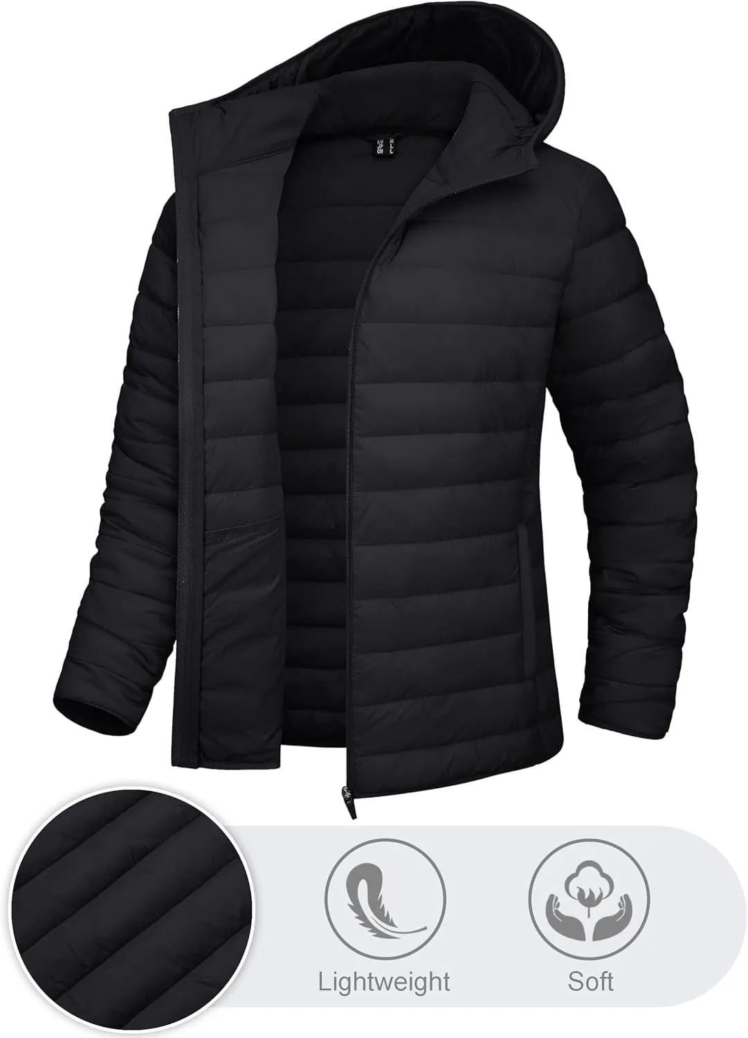 TACVASEN Women's Lightweight Puffer Jacket with Hood Pockets Quilted Padded Full-zip Winter Coat