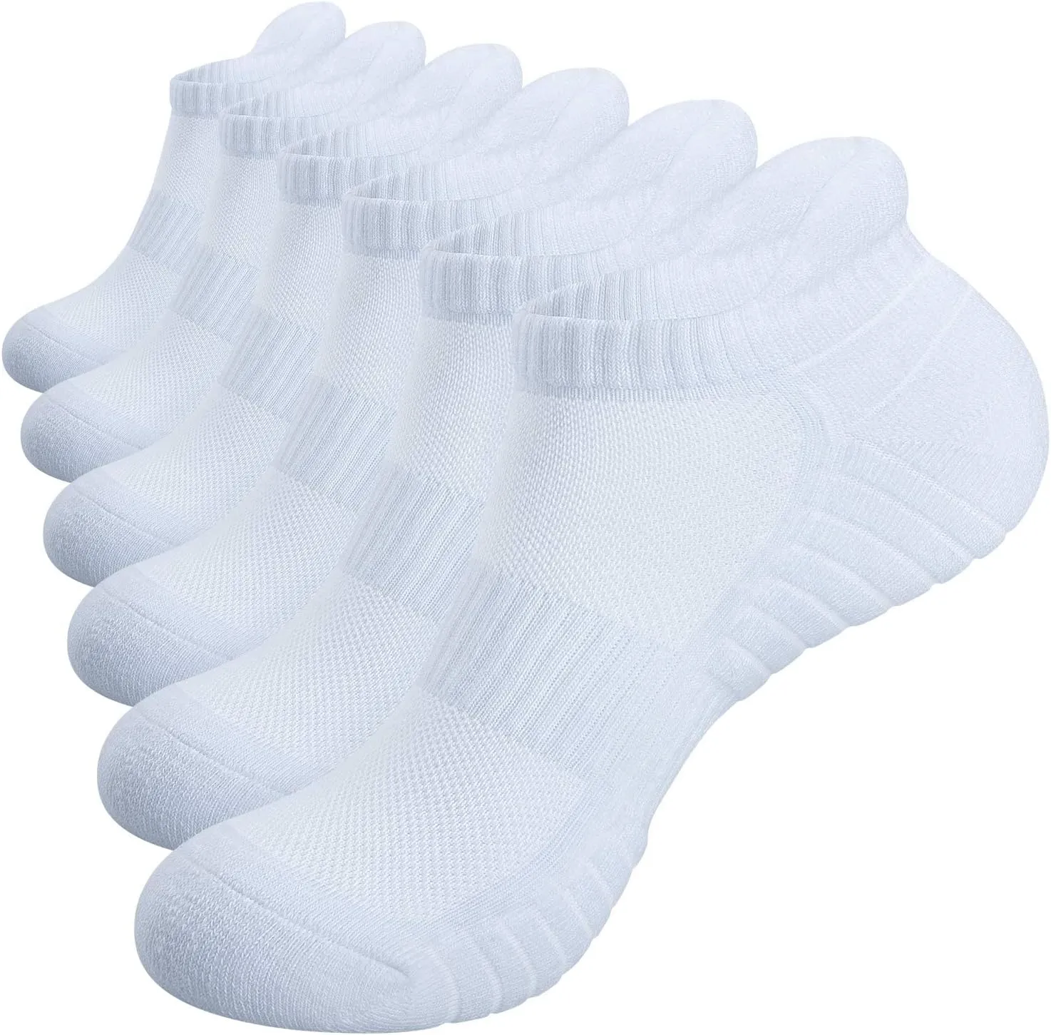 TANSTC Mens 6 Pairs Anti-Blister Cushioned Breathable Running Cotton Socks, Athletic Ankle Sports