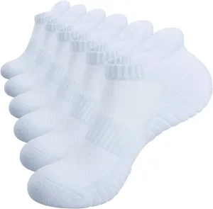 TANSTC Mens 6 Pairs Anti-Blister Cushioned Breathable Running Cotton Socks, Athletic Ankle Sports