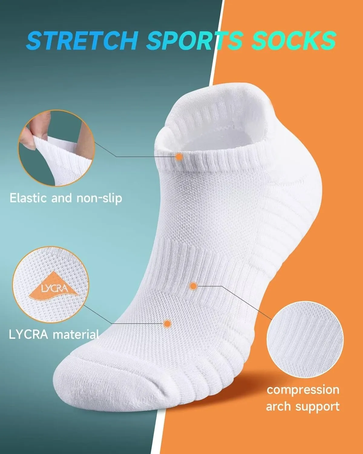 TANSTC Mens 6 Pairs Anti-Blister Cushioned Breathable Running Cotton Socks, Athletic Ankle Sports