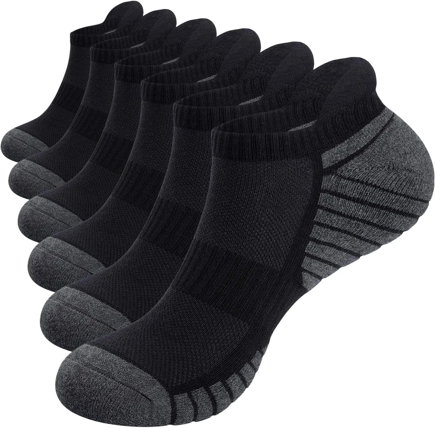 TANSTC Mens Socks,6 Pairs Anti-Blister Cushioned Breathable Cotton Athletic Ankle Running Sports Sock