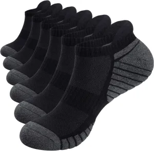 TANSTC Mens Socks,6 Pairs Anti-Blister Cushioned Breathable Cotton Athletic Ankle Running Sports Sock