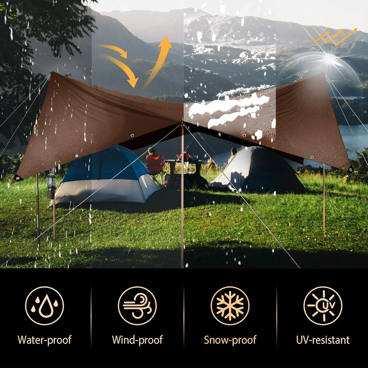 Tarp 20x30 ft Super Heavy Duty 16mil 100% Waterproof,Uv Resistant,High Durability Multipurpose Brown Tarp Suitable for Courtyards, Cars, Camping, Gardens, Pet Nests -by MVPNET