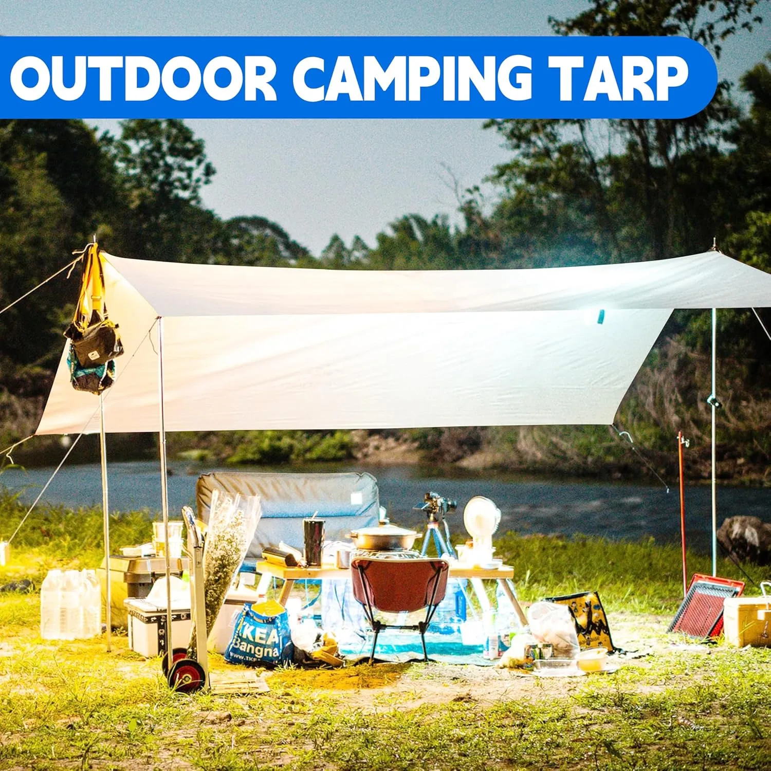 Tarp 8x20 ft Heavy Duty 12mil 100% Waterproof High Durability Multipurpose,Uv Resistant,White Tarp Suitable for Swimming Pools, Boats, Camping, Courtyards, Etc -by MVPNET