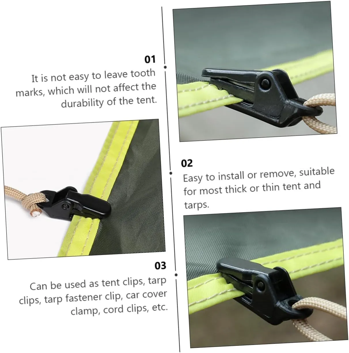 Tarp Clip Camping Heavy Duty Tent Pegs for Clips Tent Accessories Carabiner Tent Clip Tent Cord Clip