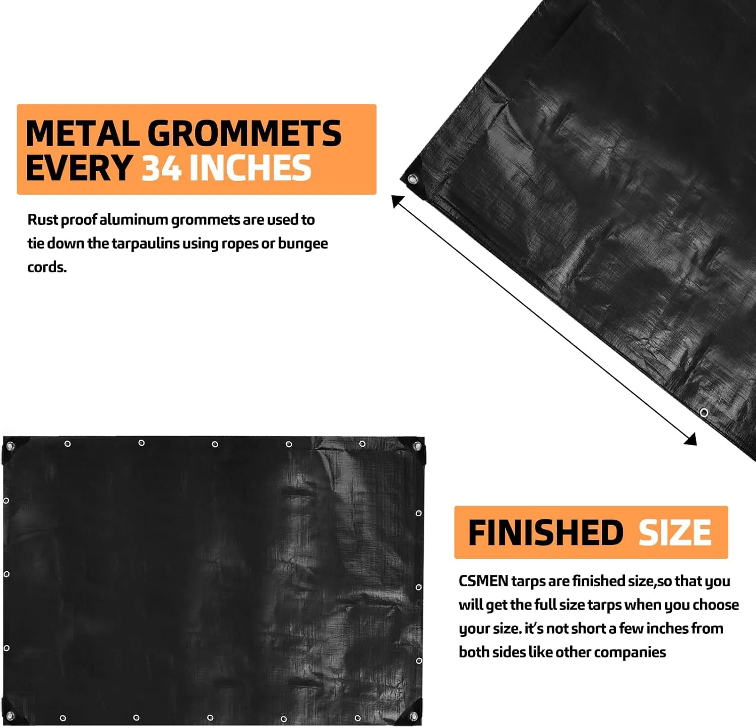 Tarp Heay Duty Waterproof 8x10ft,Black Tarp Plastic Tarp Cover Poly Tarpaulin for Outdoor Cover,Emergency Rain,Roof, Pool, Boat,Camping - Multipurpose with 11Mil Thickness