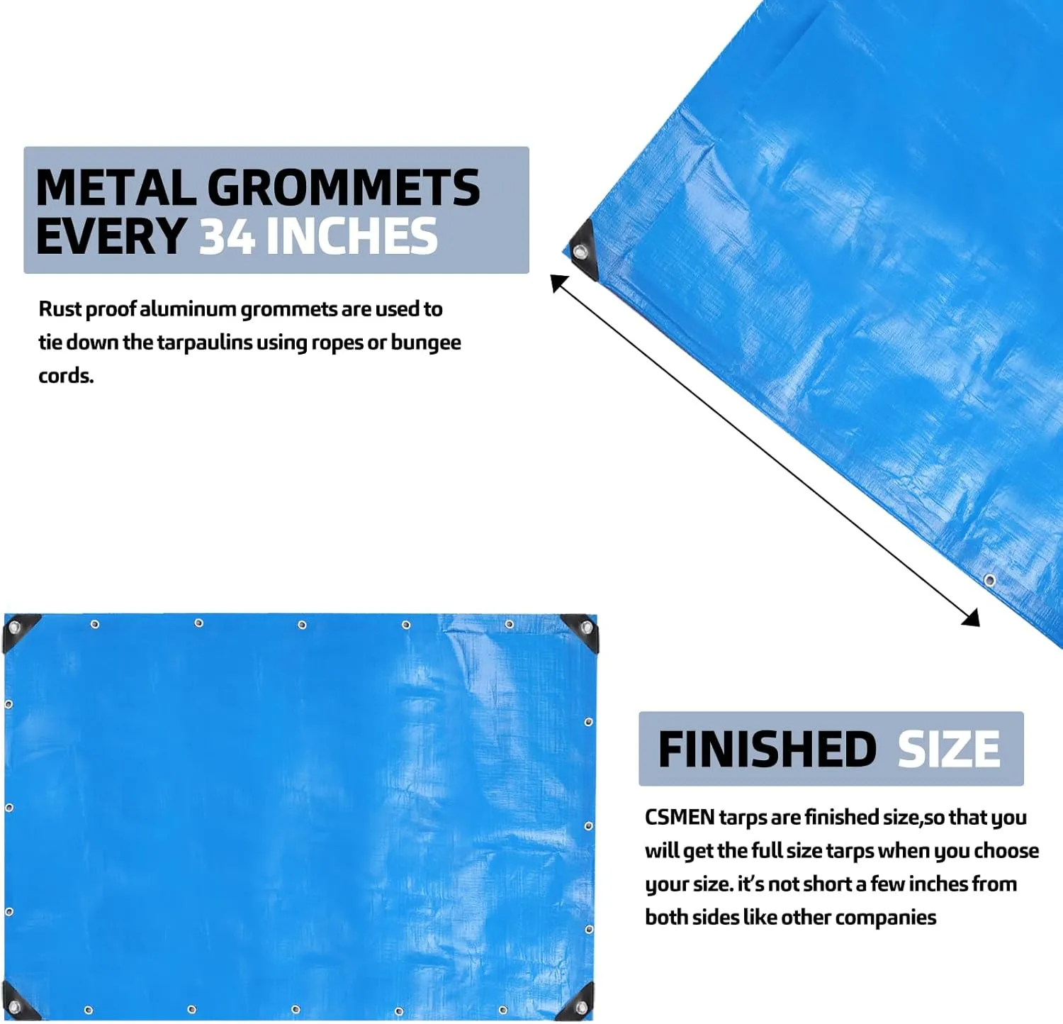 Tarp Heay Duty Waterproof 8x14ft,Blue Tarp Plastic Tarp Poly Tarpaulin Cover for Outdoor,Emergency Rain,Roof, Pool, Boat,Camping - Multipurpose with 11Mil Thickness